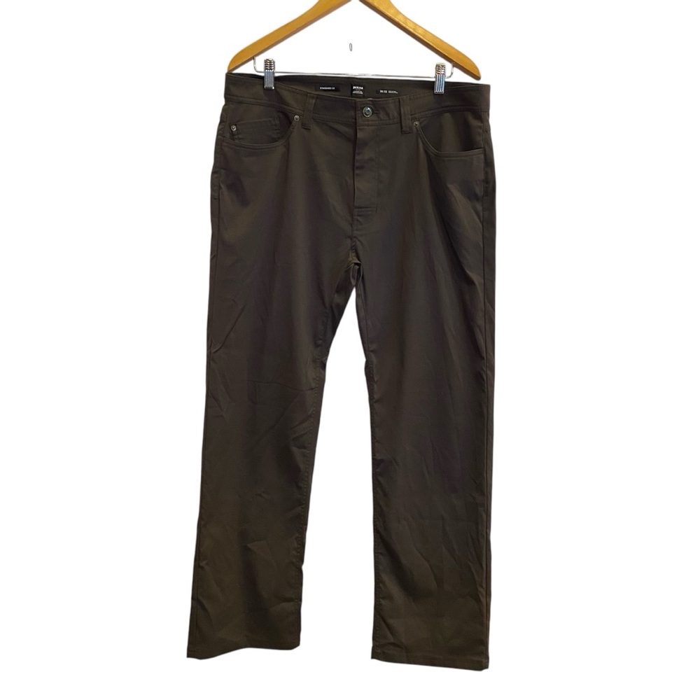 Prana Mens Brion Iron Grey Athletic Straight Leg Business Casual Jeans Sz 36/32